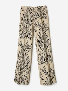 Talbots Vintage Tan Bold Black Paisley Scroll Chic Preppy  Cotton Stretch Pants